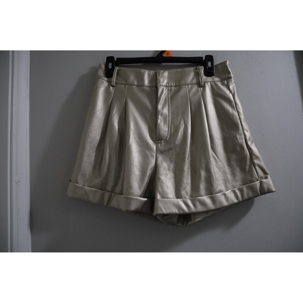 Generation Love Georgie Shorts Pale Gold Metallic Faux Leather Pleated SP22515 M
